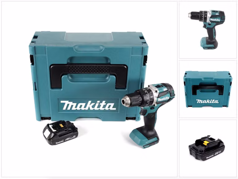 Makita DHP 484 Y1J 18V Brushless Li-Ion trapano a percussione a batteria in Makpac incl. 1x BL 1815 N 1,5 Ah batteria - senza caricabatterie