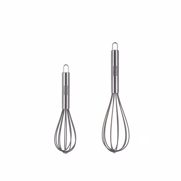 Set di 2 fruste Baker's Secret in silicone e acciaio inossidabile color argento, resistenti al calore e lavabili in lavastoviglie
