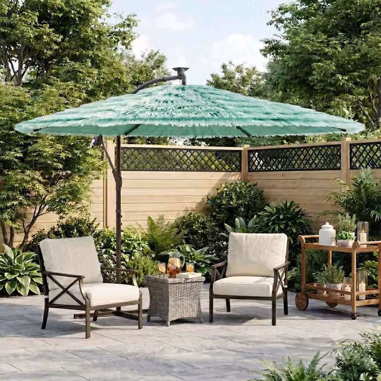 Ombrellone da giardino vidaXL in poliestere verde con palo centrale in acciaio L: 269 cm, P: 269 cm, H: 235 cm
