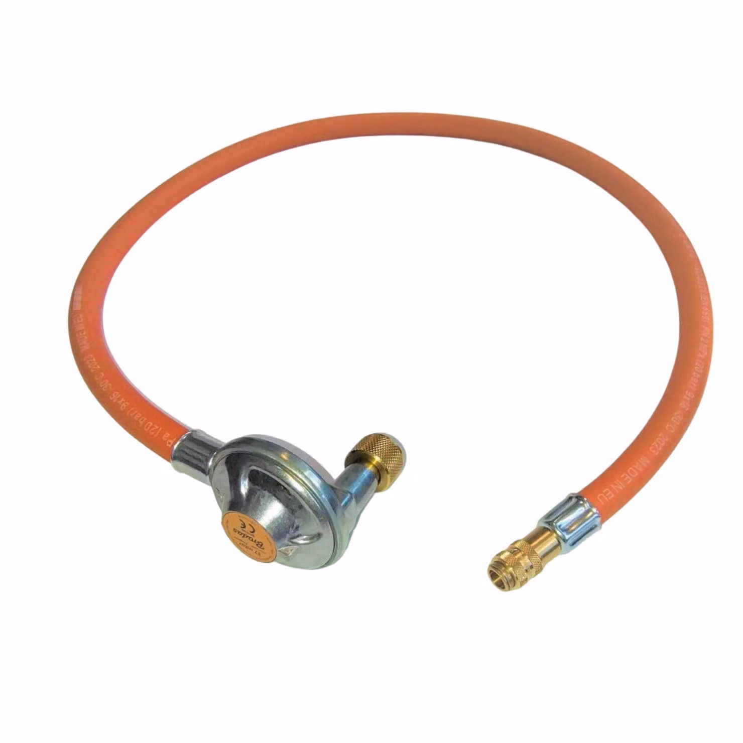 Tubo flessibile per gas propano-butano Zatechs 3 m 20 bar Ø9 mm con riduttore Bradas 37 mBar filettatura 3/8" raccordo 3/8" + raccordo rapido (manicotto) per bombola del gas