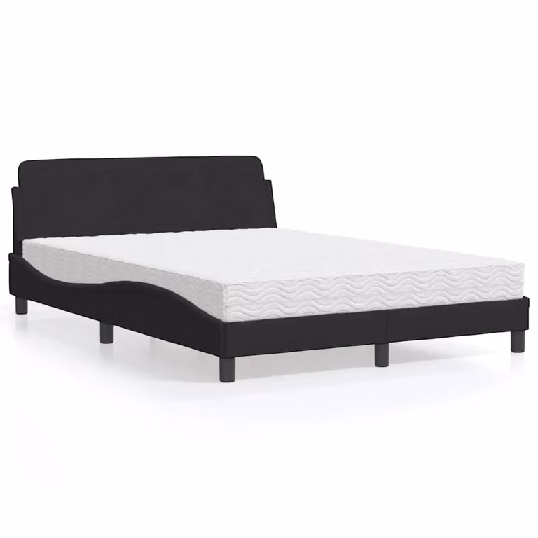 Letto con Materasso Dover vidaXL in Velluto Nero L/P: 120 x 200 cm