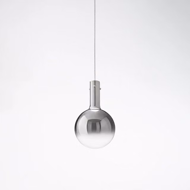 Specchio Sferico Serie Ampolla Perenz Illumina in Vetro Fumè Specchiato Sfumato Grigio Argento, Diametro: 20 cm