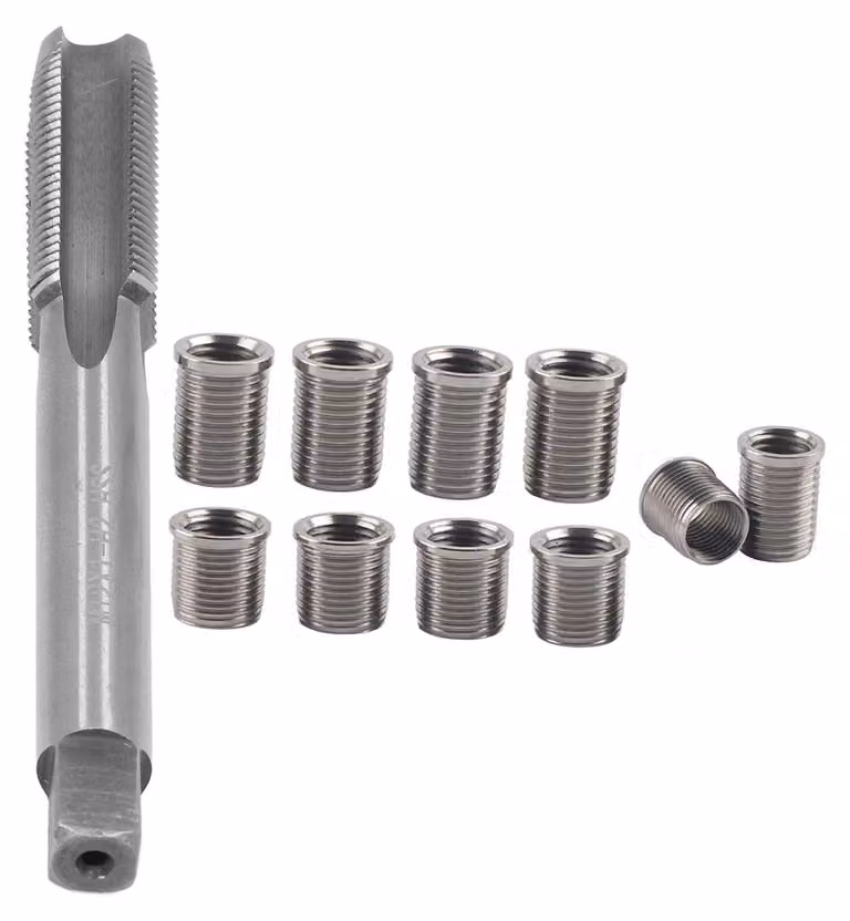 Kit di riparazione filetti per candele, 11 pezzi - Filettatura M10x1.0 - Filettatura M12x1.0 - Acciaio inossidabile - Kit di riparazione filetti - Costruzione robusta - Kit di riparazione filetti