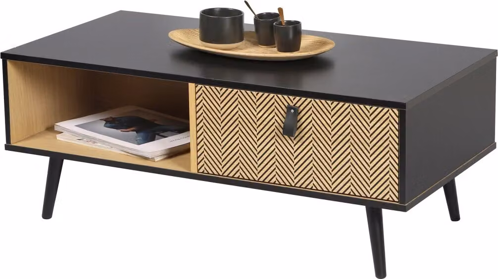 Tavolino basso con cassetto dal design moderno e stiloso – Collezione BRISTOL 100x50x40 cm