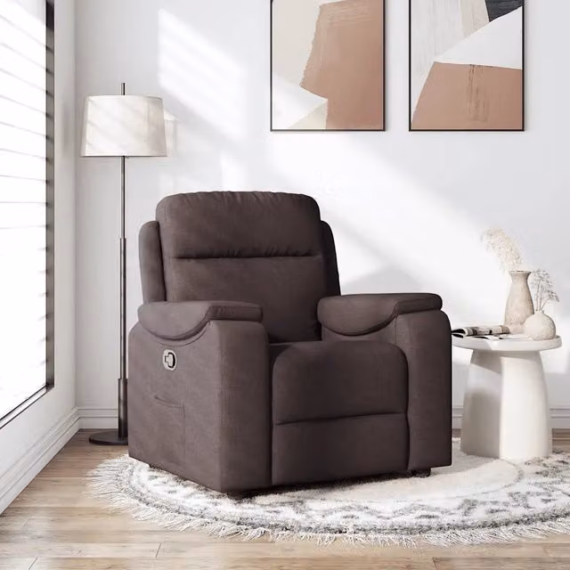 Poltrona Reclinabile Marrone Scuro in Tessuto 4015685