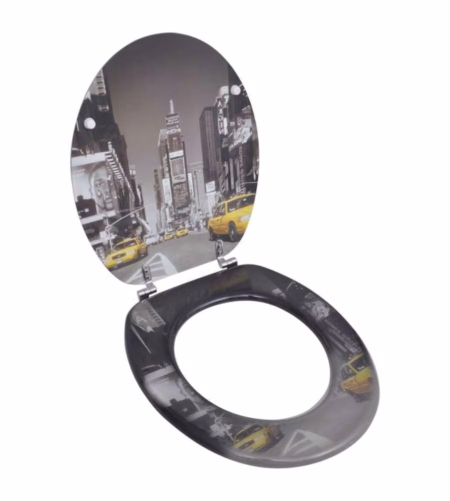 Coperchio da Toilette in MDF con Modello New York