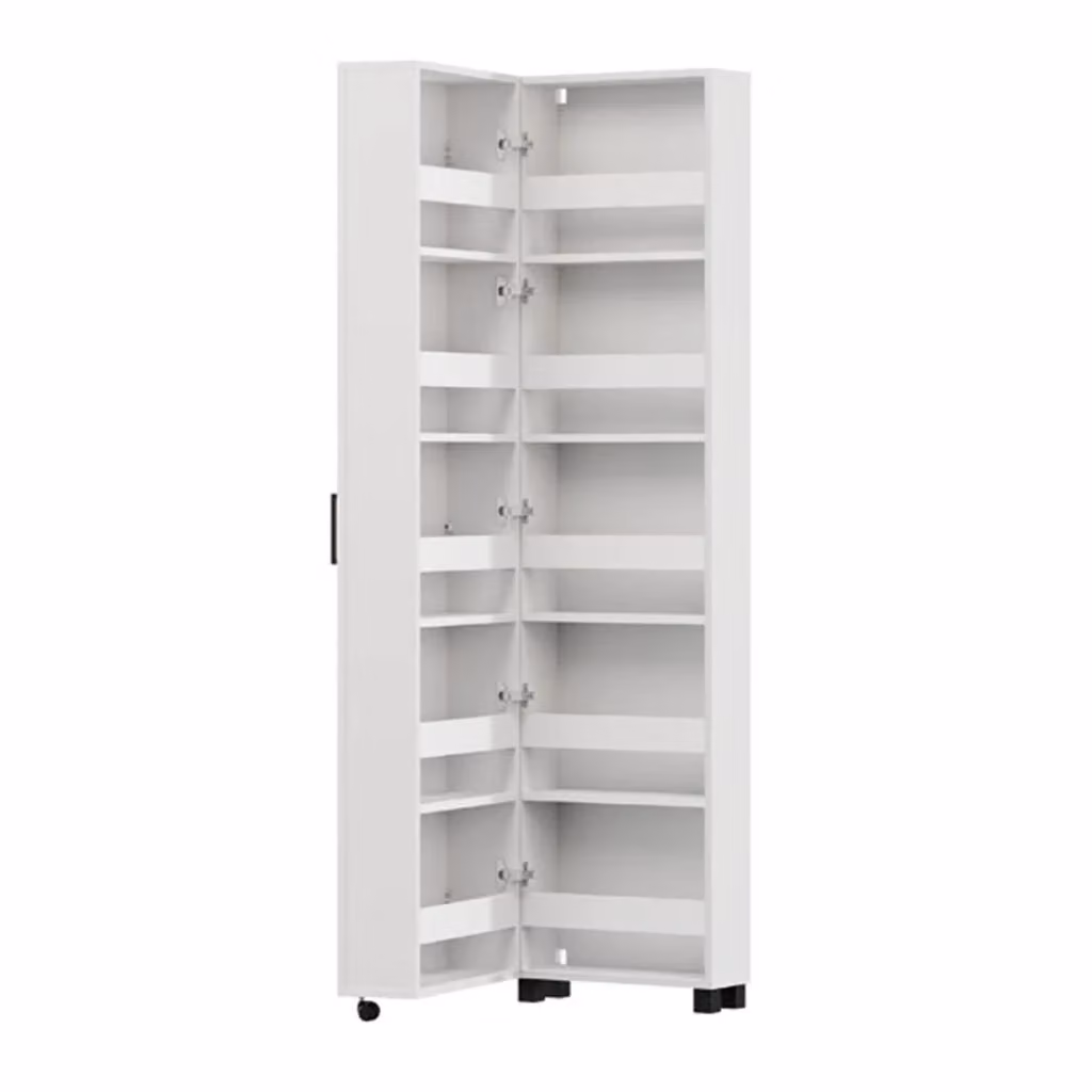Scarpiera DMORA Visby con 10 ripiani, colore bianco crema, L: 46 cm, P: 33 cm, H: 185 cm – 2