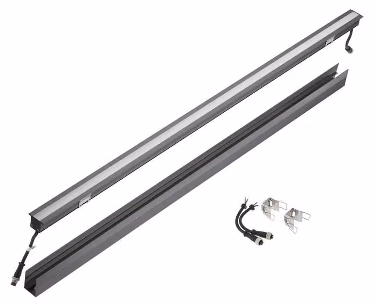 ARELUX XMARKER, faretto lineare da incasso a pavimento/soffitto, 24W, 24V DC, indice di resa cromatica (CRI) 80, lunghezza 1000 mm, grado di protezione IP67, angolo di emissione 120°, temperatura di colore 4000K