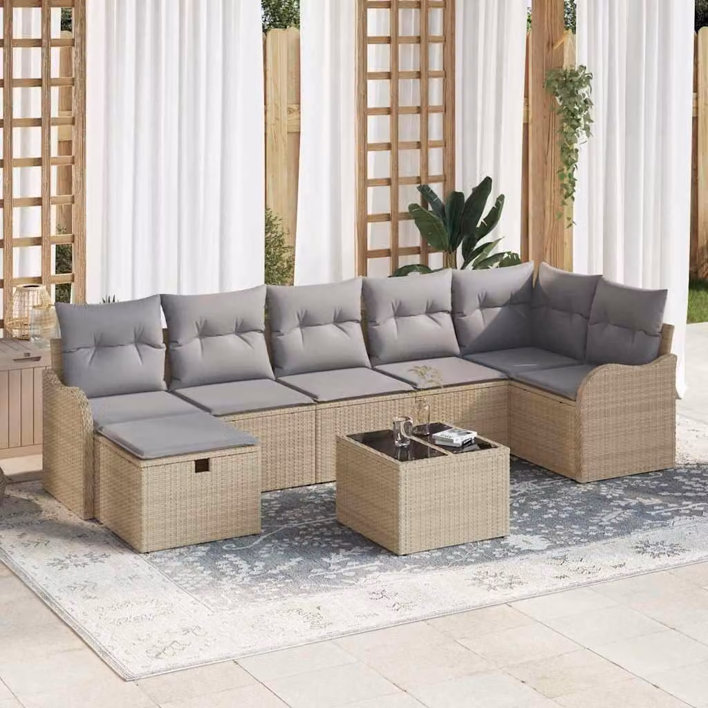 Maison Exclusive - Set da giardino composto da 8 pezzi, divano in rattan sintetico