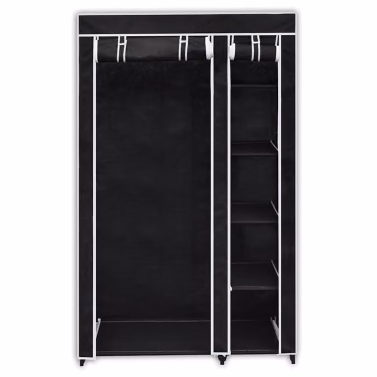 Armadio pieghevole in tessuto nero 110 x 45 x 175 cm