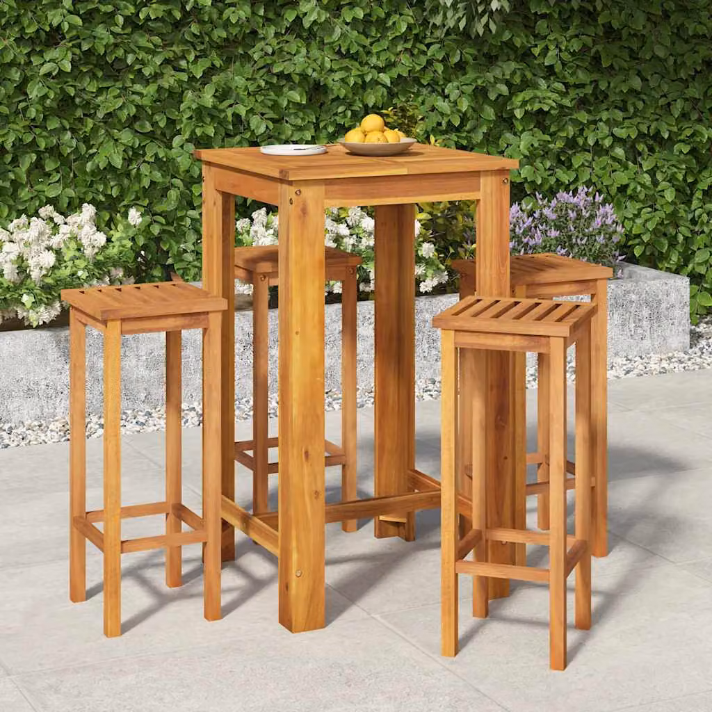 Set da Bar da Giardino vidaXL in Legno di Acacia Marrone, 5 Pezzi