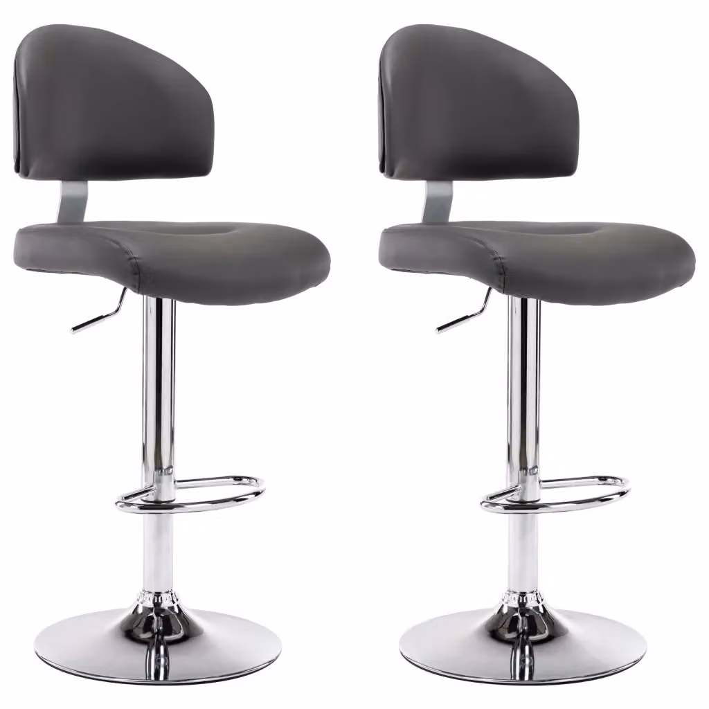 Set di 2 sgabelli da bar vidaXL in similpelle grigia con base girevole a 360 gradi e struttura in metallo – 2