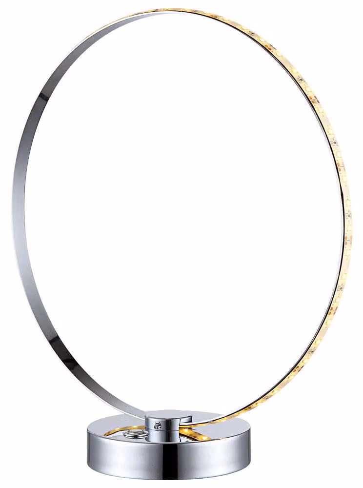 Lampada da tavolo a LED, cromo, argento, design ad anello, H 33 cm