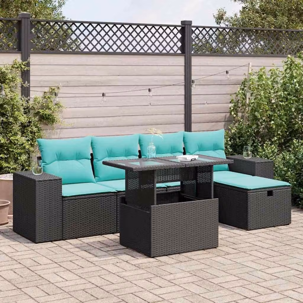 Maison Exclusive - Set Divano da Giardino 6pz con Cuscini Grigio Polyrattan Acacia