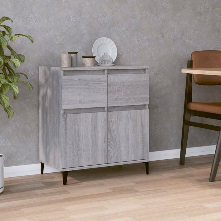 Credenza moderna vidaXL in legno e metallo, colore grigio, L: 60 cm, P: 35 cm, H: 70 cm