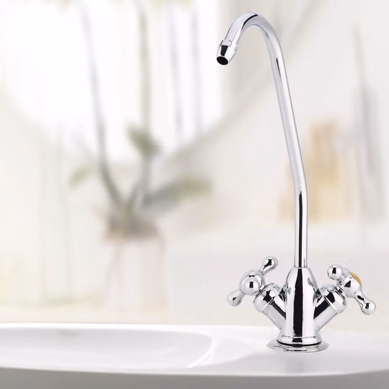 rubinetto da cucina da 1/4'' con doppia testa in lega di zinco, cromato, filtro per acqua potabile a osmosi inversa