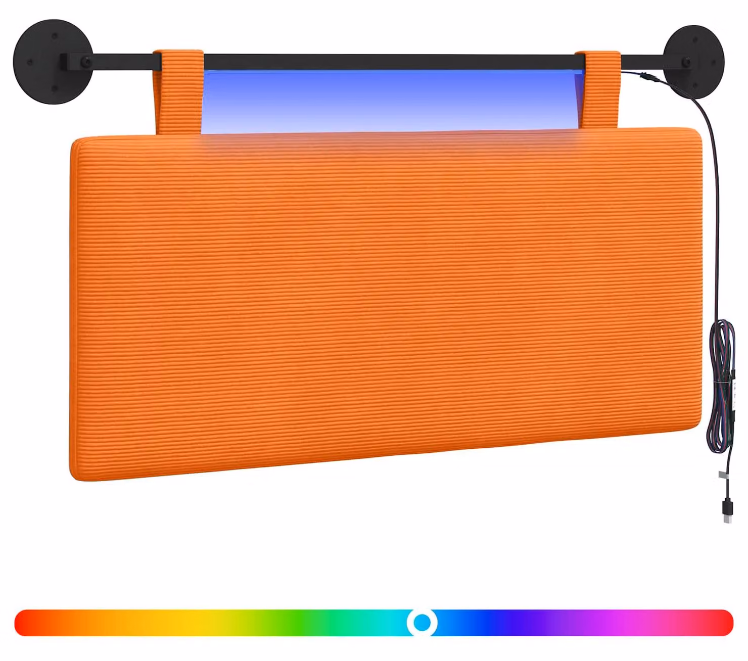 Testiera sospesa Con luce LED Arancione Tessuto in Cords