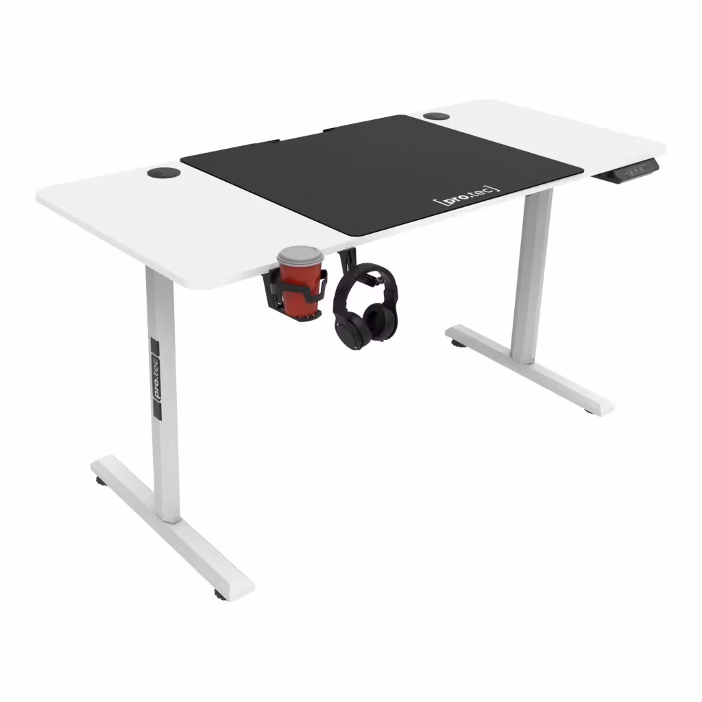 Scrivania Hayward pro.tec regolabile in altezza con sollevamento elettrico, Bianco, L: 140 cm, P: 60 cm, H: 60-120 cm – 2