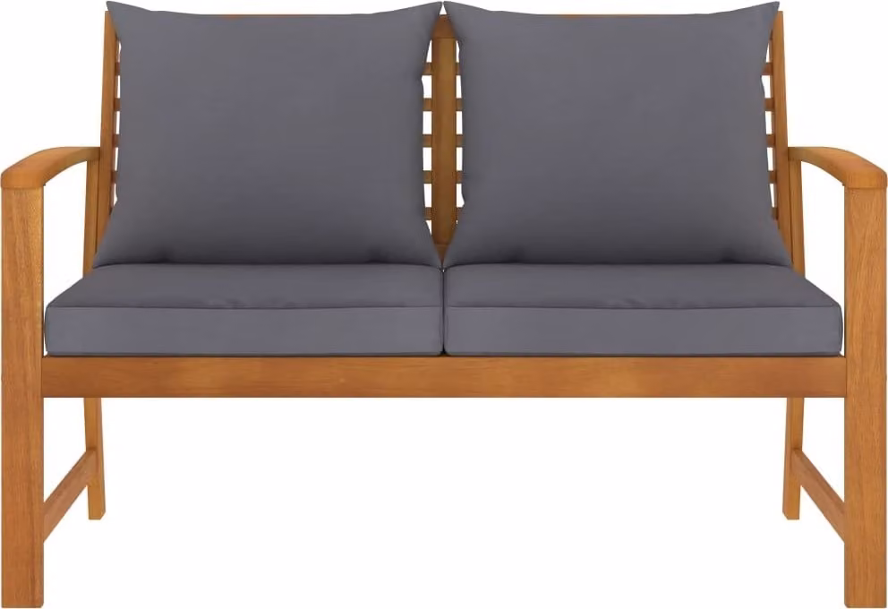 Panca da Giardino 120 cm Cuscino Grigio Scuro Legno di Acacia