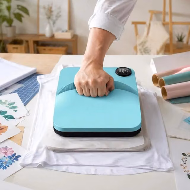 Heat Press, 22.8 X 22.8 Cm, Portable T-shirt Printing, Multifunctional Sublimation Transfer Heat Press, PTFE-coated, Iron-on Press For T-shirts/bags/pillows/HTV Vinyl Projects