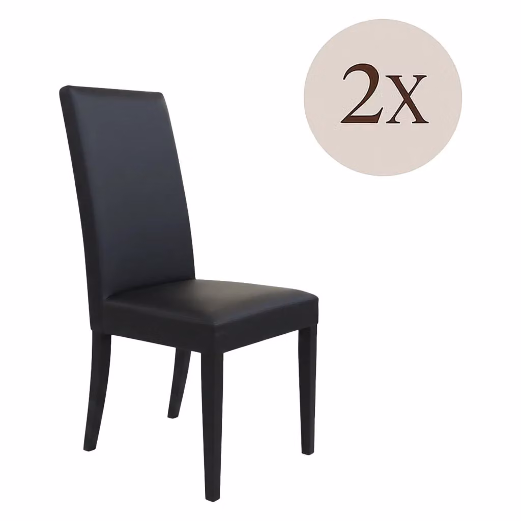 Set di 2 sedie moderne DMORA in legno laccato nero e similpelle per cucina e soggiorno – 2