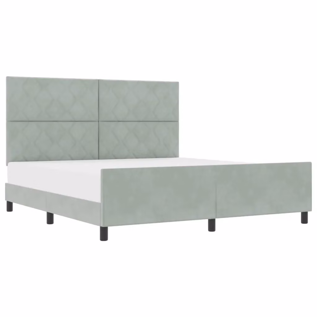 Letto a molle con testiera vidaXL in velluto grigio, L/P/H: 180 x 200 x 128 cm – 2