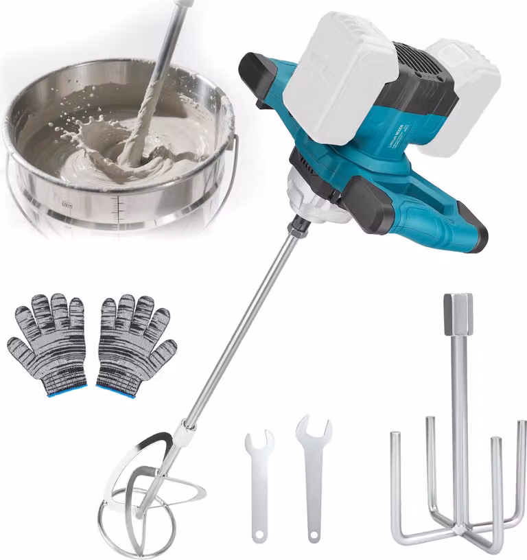 Miscelatore a batteria - Miscelatore a pale/trapano miscelatore - Senza batteria (Solo) - Per vernici, malte, cemento, stucchi - Portatile - Blu