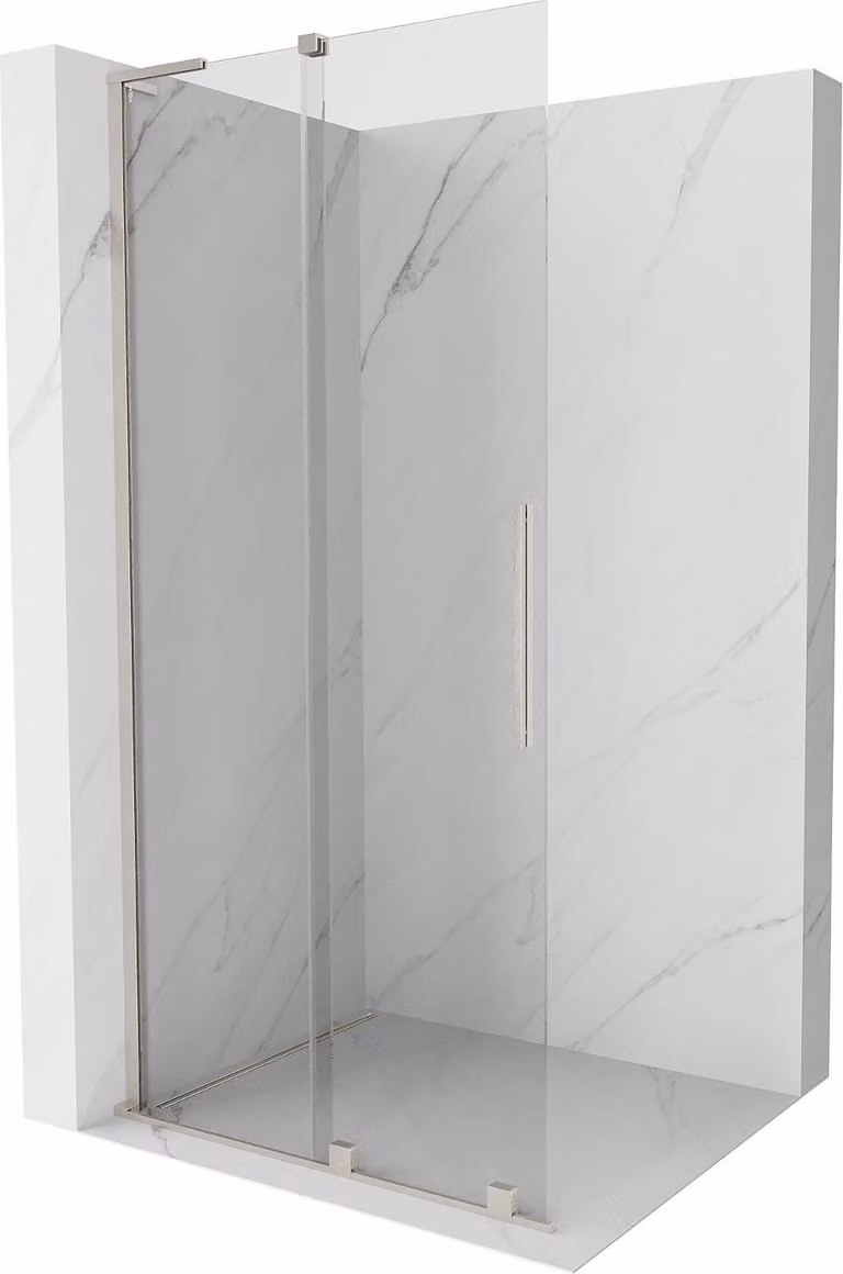 Mexen Velar L parete doccia scorrevole Walk-in 90 x 200 cm, trasparente 8 mm, nichel spazzolato - 871-090-003-03-97