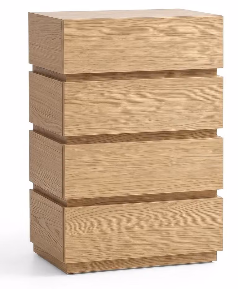 Comò moderno, color marrone, design elegante e lussuoso, con cassetti. Mobile contenitore laterale