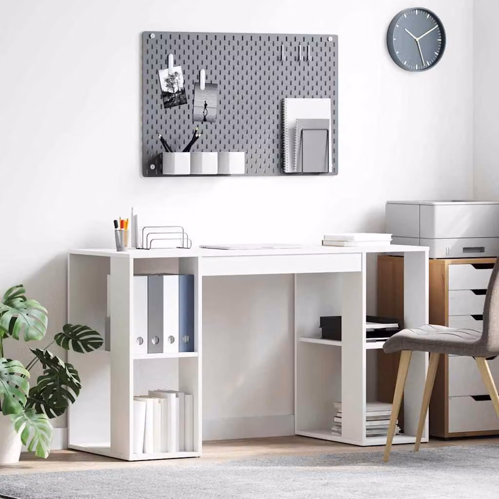 Maison Exclusive - Scrivania bianca in legno composito, dimensioni 130 x 50,5 x 75 cm