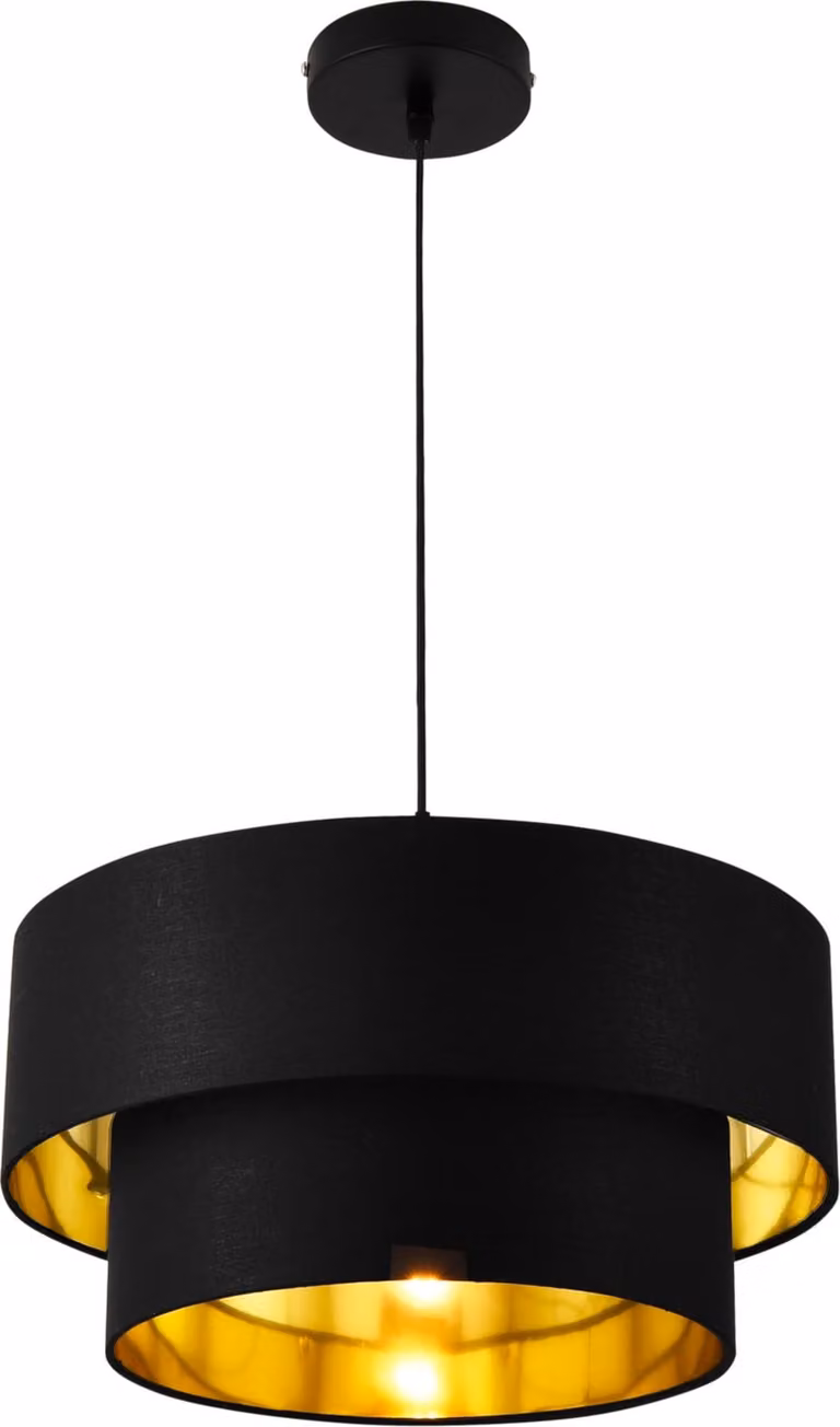 Lampada a sospensione Lopar E27 plafoniera Lampada a sospensione 40 cm metallo tessuto nero-oro