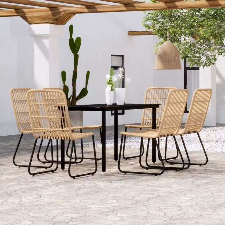 Maison Exclusive - Set da pranzo da giardino in rovere, 7 pezzi