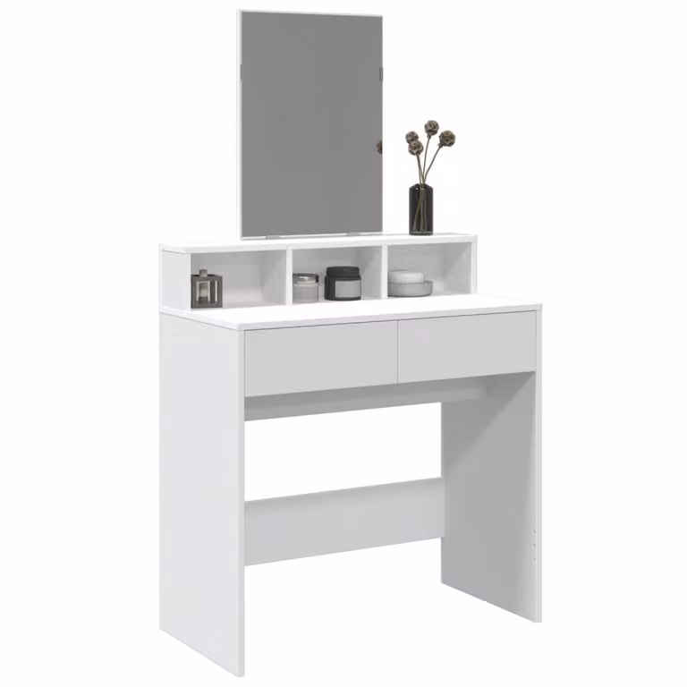 vidaXL Toeletta con Specchio Bianco L: 80 cm, P: 41 cm, H: 144,5 cm