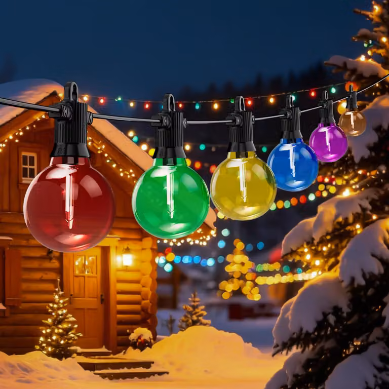 Catena luminosa a LED, 45 metri, 73+3 lampadine, grado di protezione IP65, luce bianco caldo 2700 K, multicolore