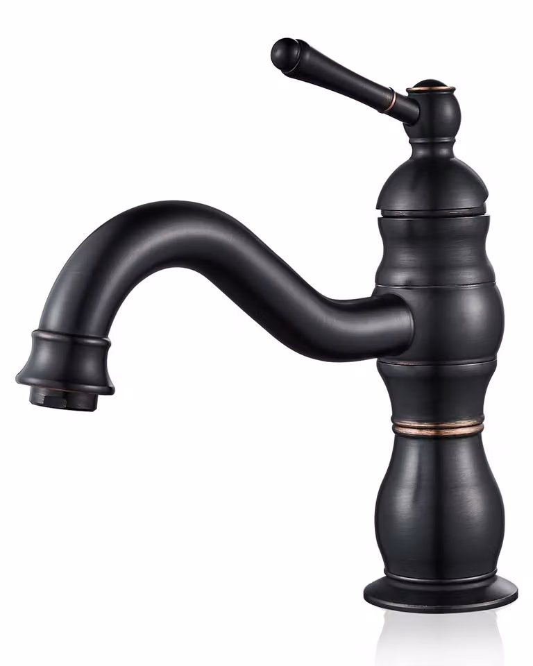 Miscelatore monocomando per lavabo, girevole a 360°, in ottone, colore nero