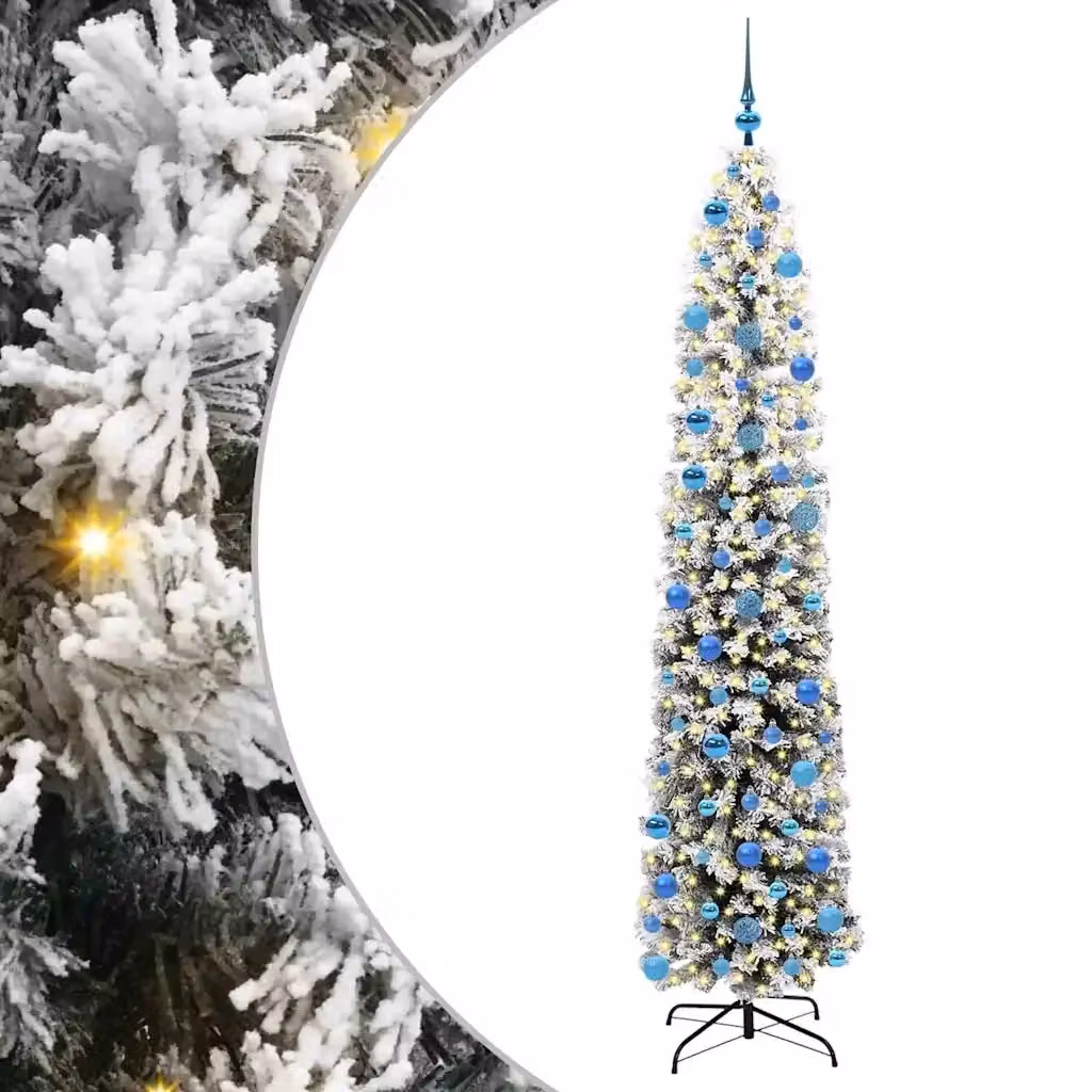 Albero di Natale artificiale moderno verde con 300 LED luce bianca calda, Altezza: 240 cm – 2