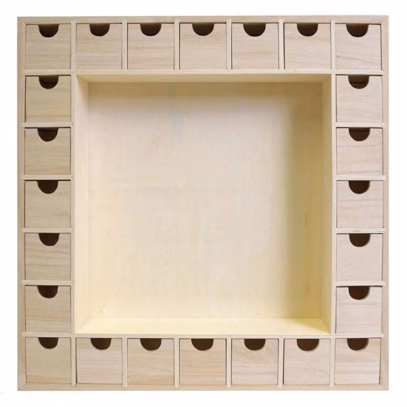 Calendario dell'Avvento in legno quadrato 39 x 39 cm