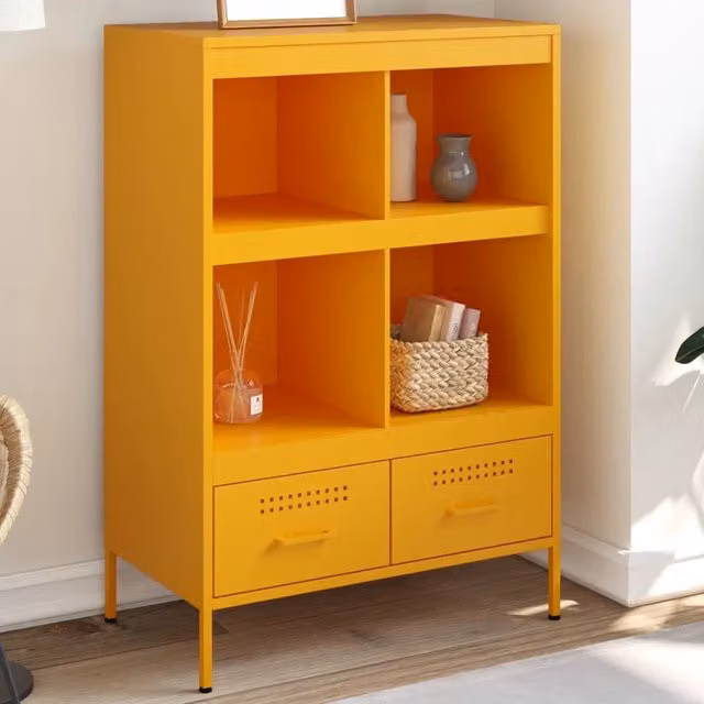 Credenza-Buffet-Armadio da cucina Giallo Senape 68x39x101,5 cm in Acciaio 469503