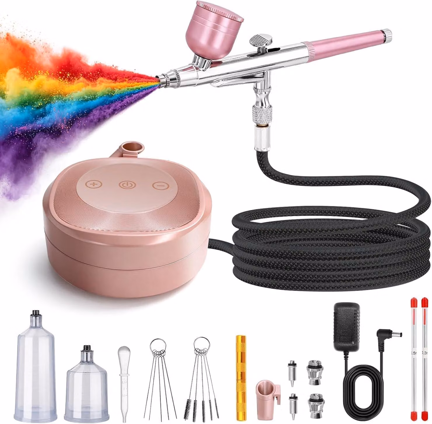 Kit per aerografo con compressore, 3 ugelli, pressione da 28 a 48 PSI, per unghie e trucco