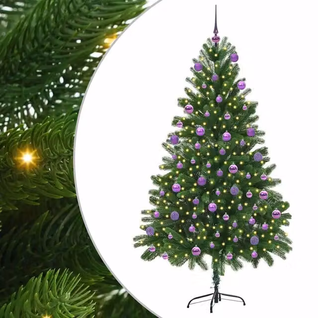 Albero di Natale con 300 LED con supporto-Luci decorative natalizie Verde 180 cm PE 948317