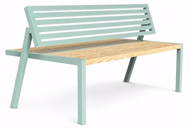 Casa Padrino: Panchina da giardino verde menta / colori naturali, 150 cm - Panchina da parco a doppio lato con schienale - Panca da esterno - Arredamento da giardino