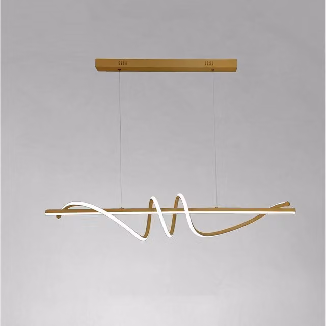 Lampadario a sospensione LED Trade Shop Oro a forma di spirale ondulata con luce bianca fredda 6500K, design moderno organico, potenza 65W