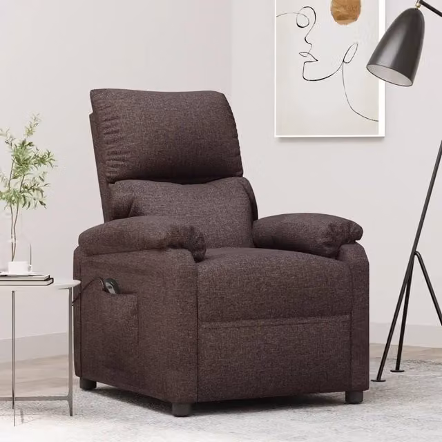 Poltrona Elettrica Reclinabile Marrone Scuro in Tessuto 3098429