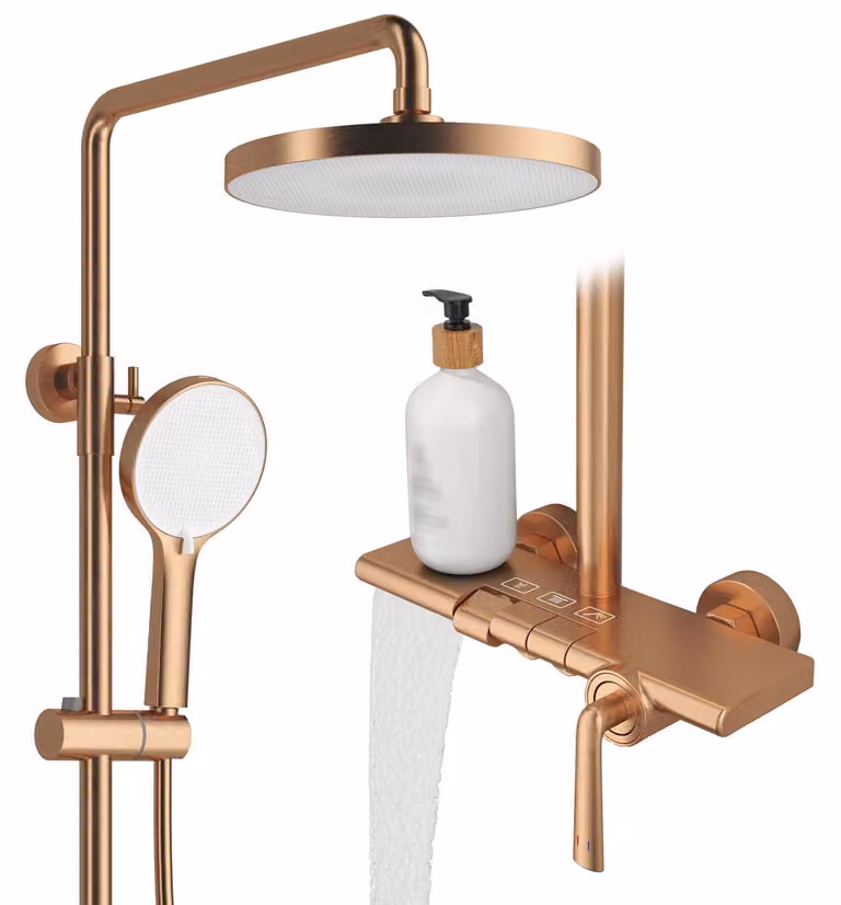Colonna doccia Pianotasten, 252 mm, doccia a pioggia, 4 getti, miscelatore a cascata