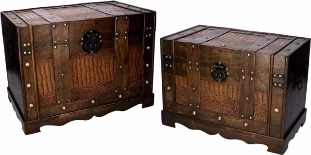 Set di 2 Baule in Legno Marrone Stile Rustico GIORDANOSHOP
