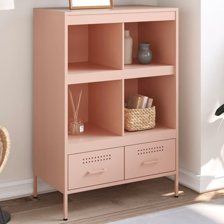 Credenza rosa in metallo stile industrial vidaXL L: 68 cm, P: 39 cm, H: 101,5 cm