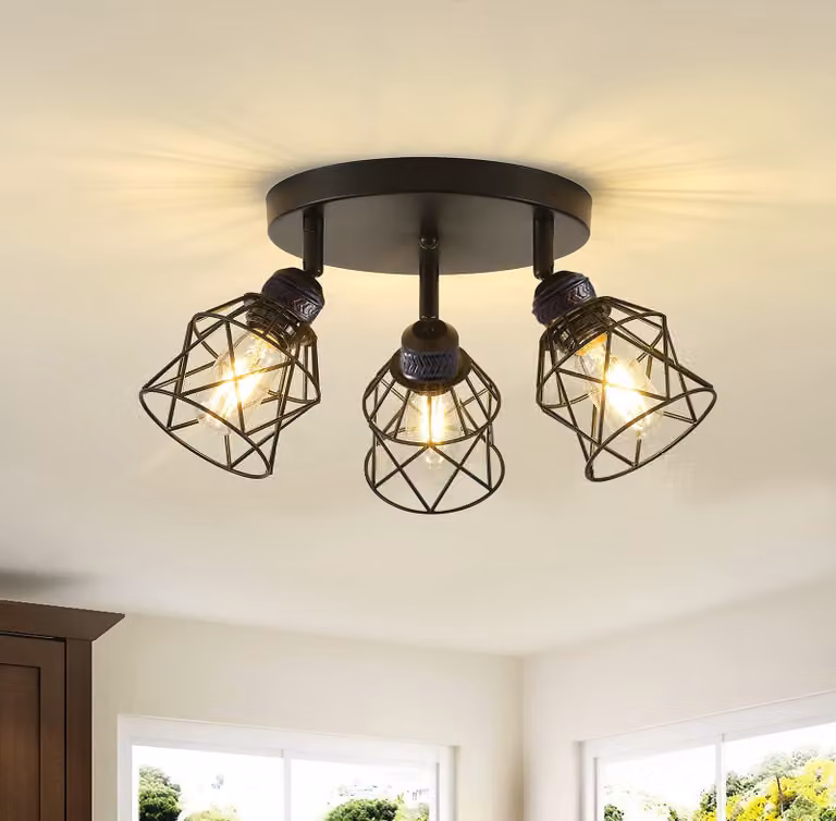 Plafoniera vintage orientabile Faretto da soffitto E27 a 3 fiamme Faretto da soffitto per soggiorno, camera da letto, cucina, corridoio