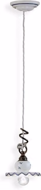 Lampadario a sospensione classico Roma Ferroluce in metallo e ceramica nero sfumato rame con 1 luce E14
