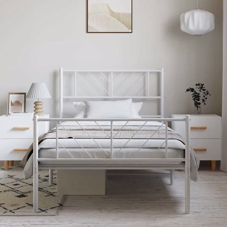 vidaXL Giroletto con Testiera e Pediera in Metallo Bianco 100x200 cm