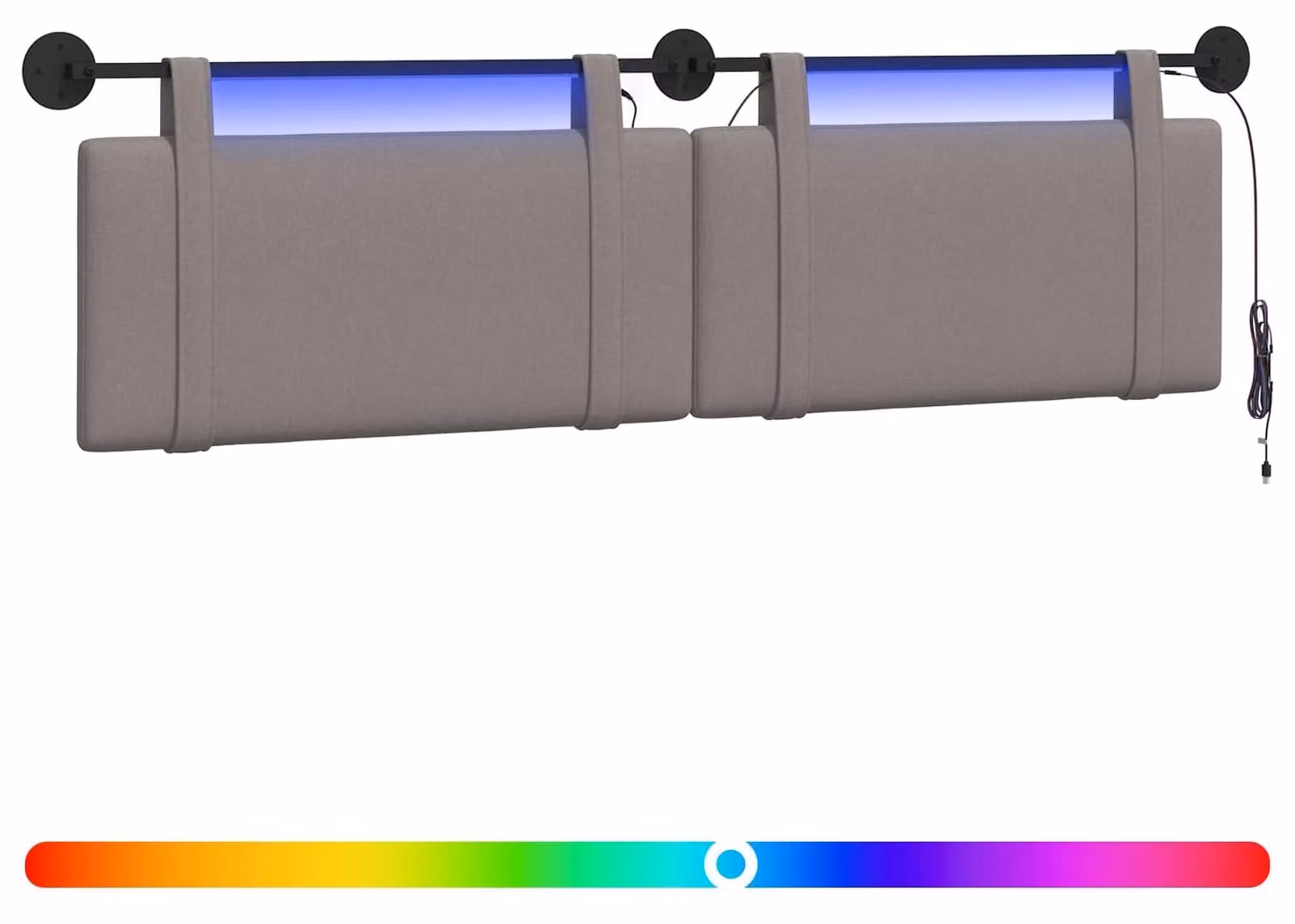 Testiera sospesa Con luce LED Tortora Tessuto
